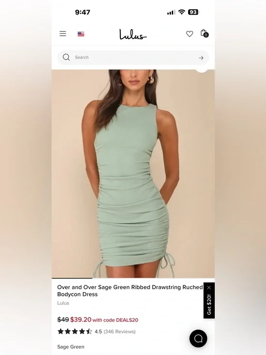 Lulus Women’s Over and Over Sage Green Ribbed Sleeveless Dress Size M (NWT) - Picture 2 of 11